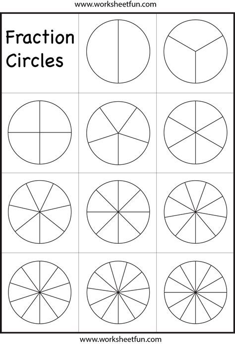 Printable Fraction Circles